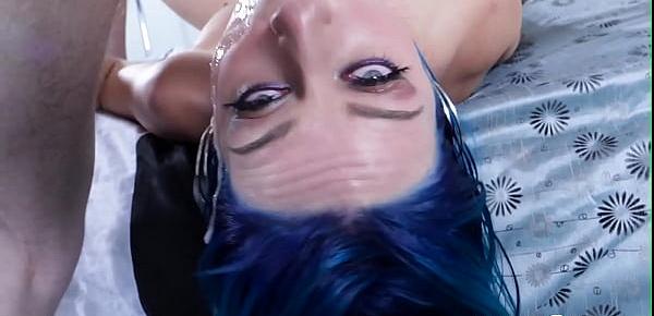  Blue haired babe oral deepthroat performance